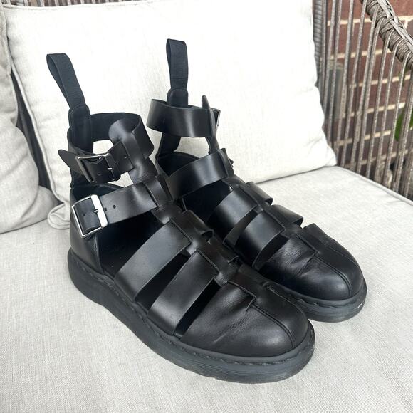 Dr.Martens Geraldo Gladiator Sandals Size 9 Mens/Womens 10, Black Leather - Picture 1 of 16
